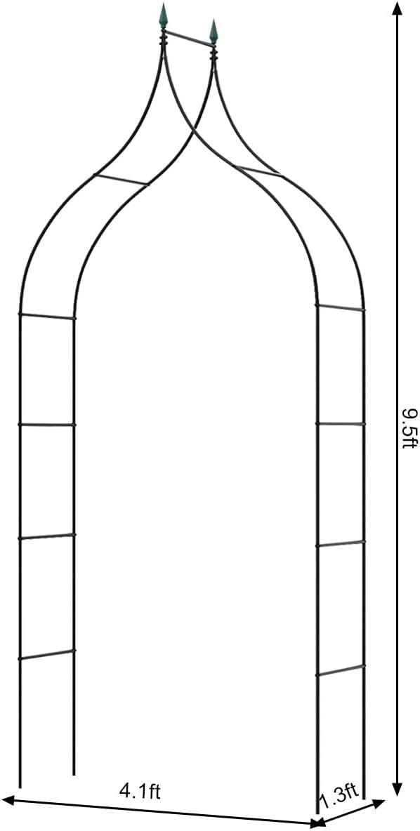 S AFSTAR 9.5 Ft Metal Arch, Outdoor Garden Arch for Various Climbing Plant Flower, Wedding Backdrop Stand Archway Arbor for Wedding Garden Party Ceremony Gothic Style Decoration, Easy-to-Assemble (1)