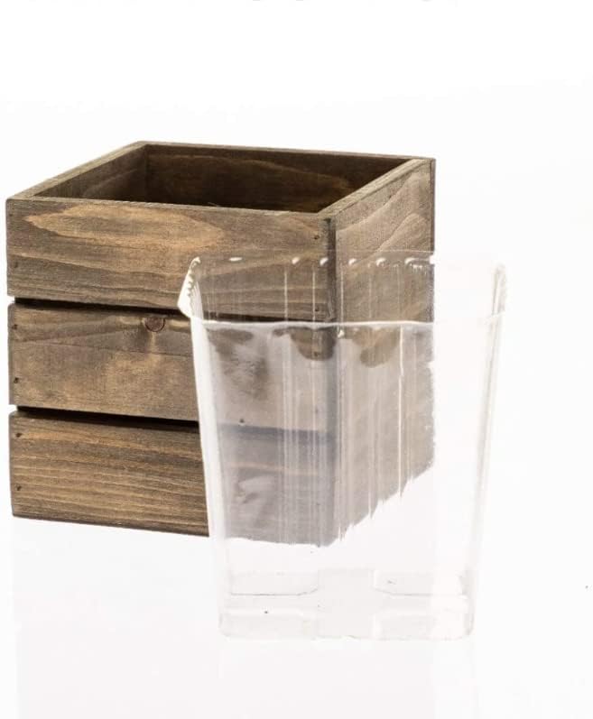 Clear Plastic Liner Inserts for Wood Boxes and Planters (5”x 5.75”) (Sell in Pack of 12) (to fit Square 6" Planter) (L060606)