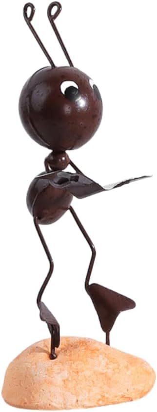 Creative Fairy Tail World Ant Ladybug Figurine Statue, Room Office Desk Outdoor Fence Lawn Ornaments Garden Decoration Help Relax Collection Bedroom Healing Heart Good Mood -Reading Ant