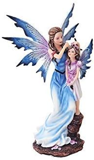 PTC 9 Inch Mother and Young Girl Blue Winged Fairy Statue Figurine