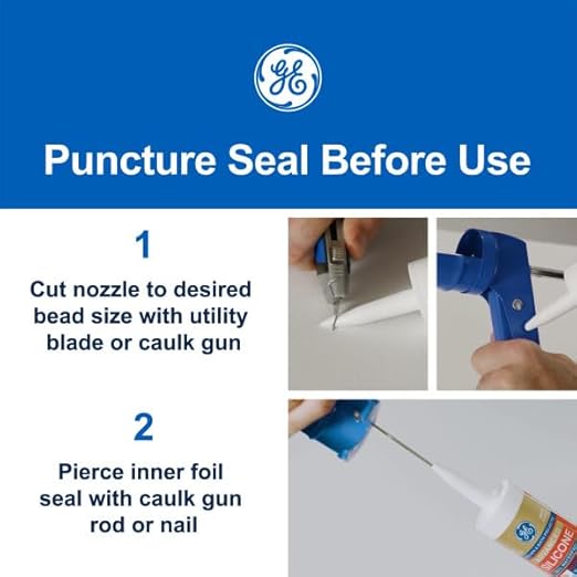 GE All Purpose Silicone Caulk, Clear, 10 fl oz Cartridge, 1 Pack - 100% Waterproof Silicone Sealant, Stronger Adhesion, Freeze & Sun Proof