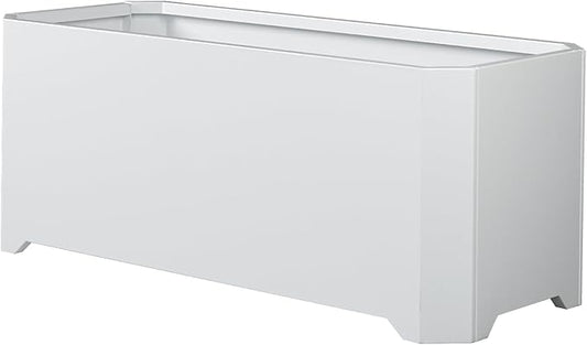 Steel Planter Box-36"x15"x15"-Large Rectangular Planters for Outdoor Plants, White Matel Planter Box Raised Support Feet for Patio, Deck, Garden, Yard, Drain Holes, Easy Assembly