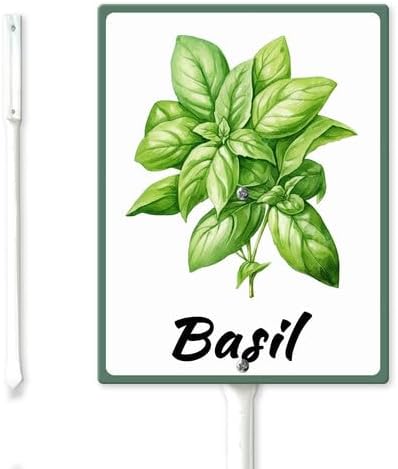FemiaD Plant Label Signs Planted Herb Garden Markers Waterproof Aluminum Plant Stake Tags Basil Sign for Nursery Indoor Outdoor Garden Decoration 8x12inch