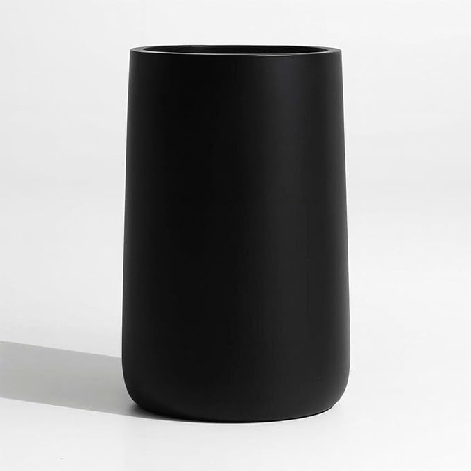 14.7" H x 14.7" D Tall Conico Fiberstone Planter - Christmas Tree Planter for Indoor and Outdoor Use, 5 Year Guarantee, Included Extra Coco Mats (Black, 23.1" Pot Opening)