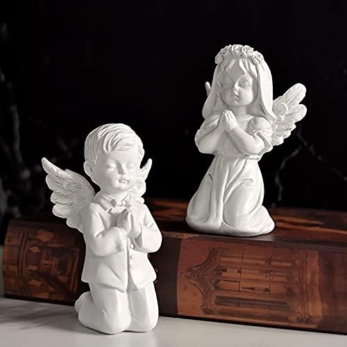 Asng Cherubs Angels Resin Garden Statue Figurine, Adorable Angel Sculpture Memorial Statue, Indoor Outdoor Home Garden Decoration (Boy and Girl)