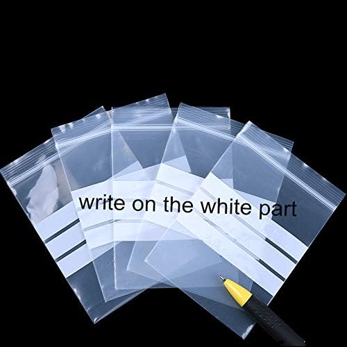 PABCK Clear Seed Envelopes Resealable Seeds Packets Small Plastic Bags for Spice Jewelry Parts Packaging with White Writable Block Coins Envelope Garden Organizer (100, 3.94x5.91 inch (10x15cm))