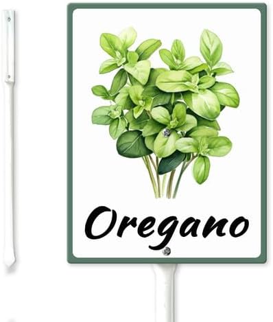FemiaD Plant Label Signs Planted Herb Garden Markers Waterproof Aluminum Plant Stake Tags Oregano Sign for Nursery Indoor Outdoor Garden Decoration 4.6x6inch
