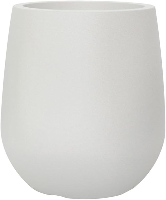 16.9" H Resin Tall Planters for Outdoor Plants, Modern White Round Tapered Plastic Flower Pot for Outdoor and Indoor Plants, Large Plant Pot with Drainage Holes and Rubber Plug for Home Garden Patio
