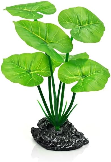 Artificial Fish Tank Decorations Plants, Aquarium Decor Plant Plastic Realistic Silk Plants for Fish Tank Betta Leaf Pad Hammock for Small Tank, Goldfish 1PCS