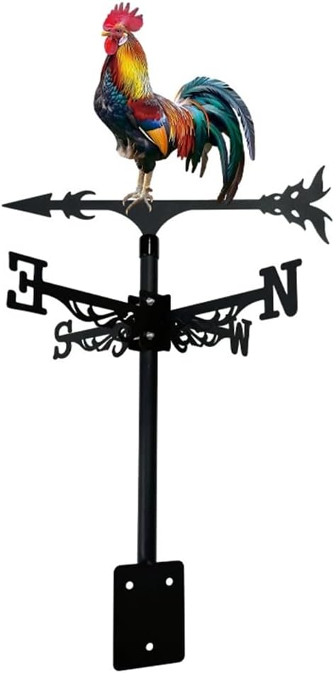 Metal Rooster Weathervane Yard Barn Ornament Colorful Weather Vane Roof Vivid Cock Wind Direction Indicator Outdoor Garden Art Decor (CKB)