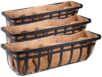 Panacea 88557 Flat Iron Series Planter Boxes, Black, 30" L, Pack of 3