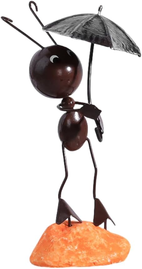 Creative Fairy Tail World Ant Ladybug Figurine Statue, Room Office Desk Outdoor Fence Lawn Ornaments Garden Decoration Help Relax Collection Bedroom Healing Heart Good Mood -Umbrella Ant