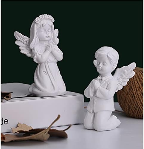 Asng Cherubs Angels Resin Garden Statue Figurine, Adorable Angel Sculpture Memorial Statue, Indoor Outdoor Home Garden Decoration (Boy and Girl)
