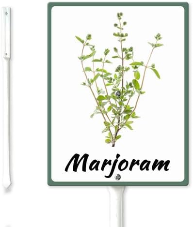 FemiaD Plant Label Signs Planted Herb Garden Markers Waterproof Aluminum Plant Stake Tags Marjoram Sign for Nursery Indoor Outdoor Garden Decoration 7x8.8inch