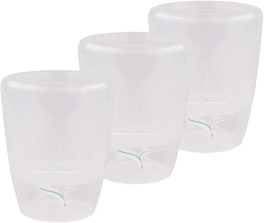 Santino 4.9 Inch ORCHIDEA Self Watering Pots for Orchids in Transparent (Set of 3) - Decorative Wicking Planter with w/Great Aerification, Drainage and Water Level Indicator