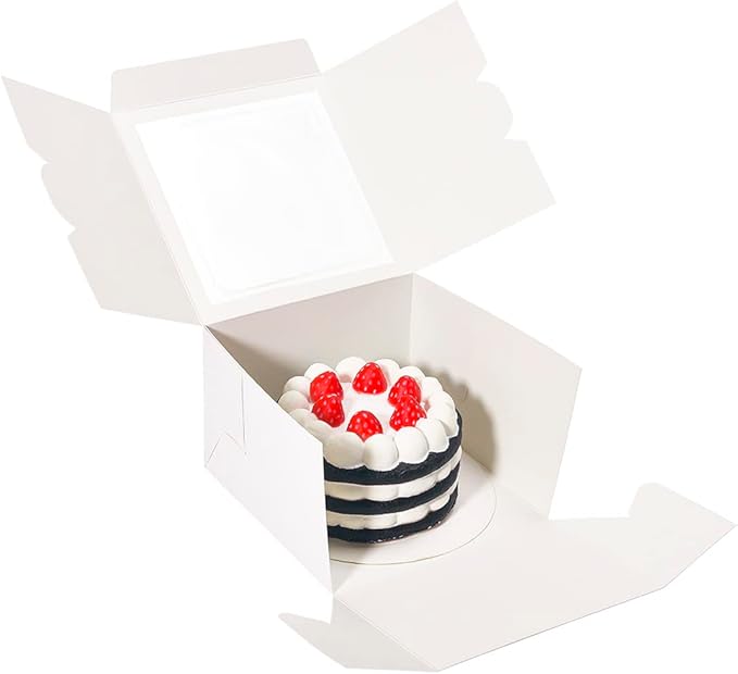 Cookie Boxes with Window 6x6x4 Inch 50 Pack Premium White Bakery Boxes for Individual Cheesecake,Cupcake,Dessert,Pastries,Mini Bundt Cake and Muffin