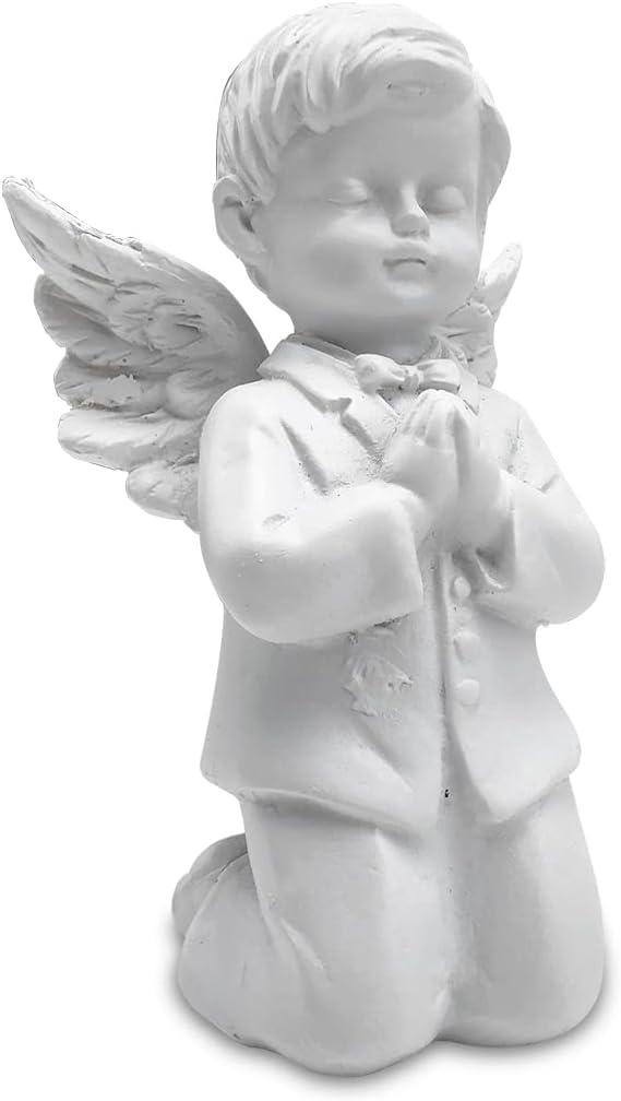 Asng Cherubs Angels Resin Garden Statue Figurine, Adorable Angel Sculpture Memorial Statue, Indoor Outdoor Home Garden Decoration (Praying Cherub-boy)