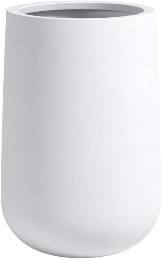 DTY Signature Mount Princeton Tall Planter - Medium White 19.9 Inch Height Modern Indoor & Outdoor Fiberstone Planter for Outdoor Plants