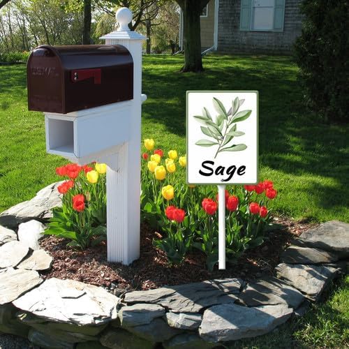 FemiaD Plant Label Signs Planted Herb Garden Markers Waterproof Aluminum Plant Stake Tags Sage Sign for Nursery Indoor Outdoor Garden Decoration