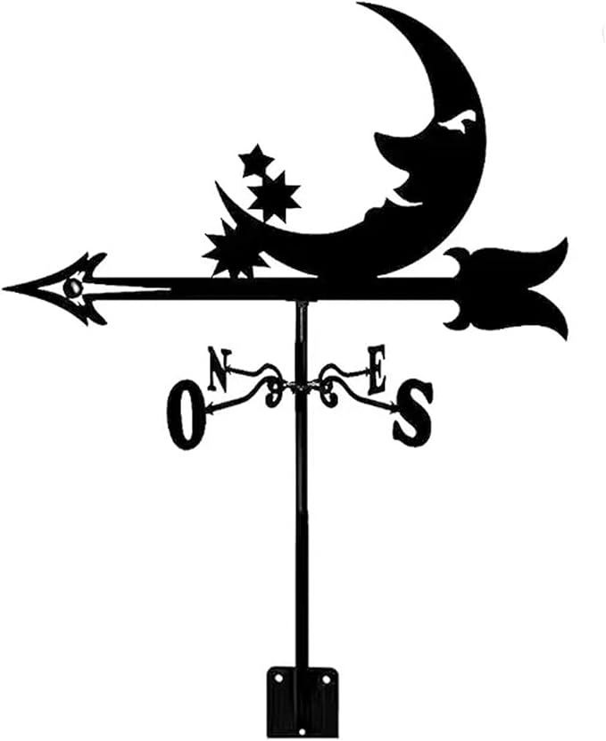 Cast Iron Wind Vane Weathercock Metal Weather Vane Wind Direction Indicator Wind Measuring Tool for Garden Decor Farmhouse Decorative Outdoor Garden Wind(Color:A)