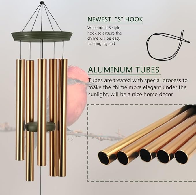 Personalized Sympathy Wind Chime, Sympathy Gifts for Loss of Loved One, Cardinal Wind Chimes, Loss of Mother Memorial Gift,Memorial Wind Chimes Deep Tone, Product in USA
