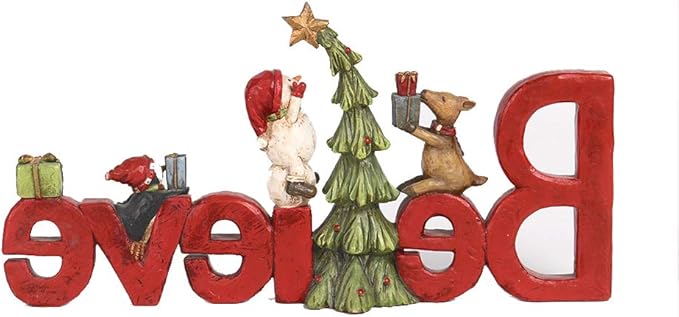 Newman House Studio Believe Sign Christmas Decor Tabletop - Christmas Holiday Figurine Christmas Decorations 8.5 * 1.5 * 4 Inch