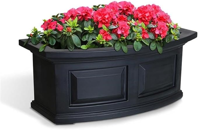 Pemberly Row Modern 2ft Traditional Plastic Window Box in Black