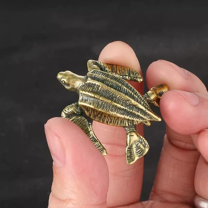 3Pcs Brass Turtle Statue Figurine Decor, Retro Mini Copper Snail Statue Home Decoration for Living Room and Desk, Outdoor Pond Garden Lawn Decor Landscaping,Landscape Animal Statue