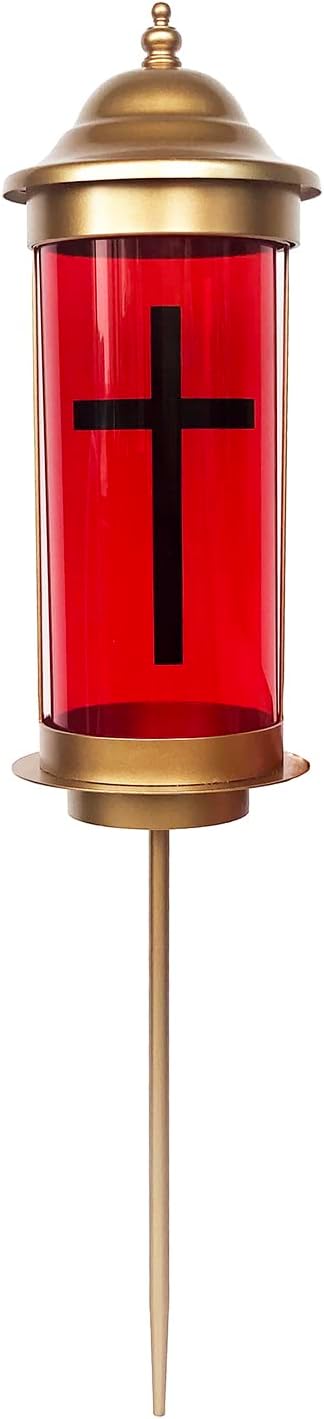 Lights for Cemetery as Bereavement Gifts or Memorial Lanterns with Garden Stakes for Outside Lights for Yard as Outdoor Decorations with Cross