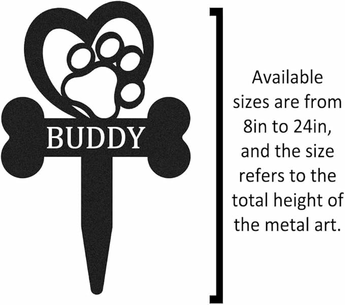 Personalized Custom Dog Memorial Sign, Outdoor Grave Marker with Dog Paw, Heart & Claw Design, Pet Sympathy Gift
