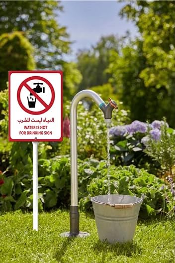 Water Is Not For Drinking Yard Sign with 11.6Inch Metal Stake, 8" x 12", Rustproof Aluminum Sign Garden Sign Lawn Art, Set of 1