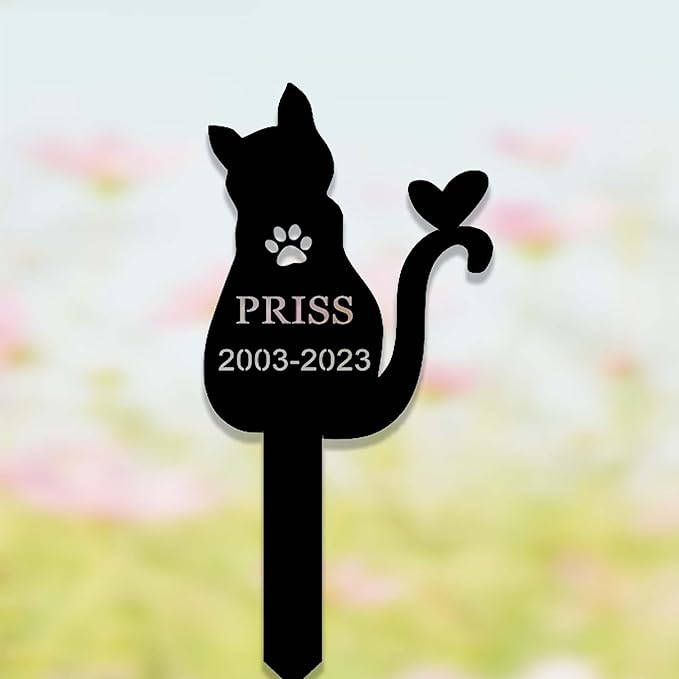 Custom Cat Memorial Stake Sign Metal Cat Grave Marker Cat Garden Decor Remembrance Stake Personalized Cat Name Yard Stake Pet in Heaven Loss of Cat Sympathy Gift