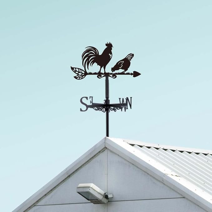 SUPERDANT Rooster Weathervanes Animal Metal Weathervane Black Weather Vanes for Yard Garden Art Decor for Roof Indicators Metal Rooster Wind Vanes Outdoor Farm Barn Sheds Garden Patio Decoration