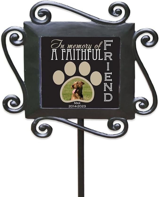 GiftsForYouNow Faithful Friend Personalized Pet Memorial Garden Stake with Photo