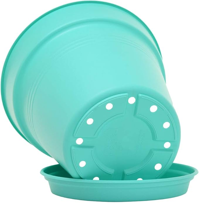Mintra Home Garden Pots 4pk - Flowers, Herbs, Plants, Indoor, Outdoor, Colorful, Wholesale, Bulk (Teal, 19cm Diameter (7.5in))