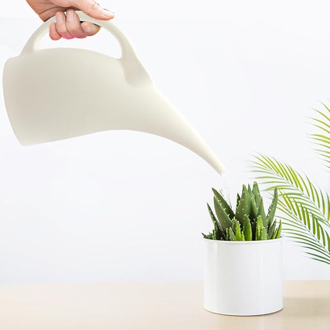 Watering Can for Indoor and Outdoor Plants - 1/2 Gallon - White Color
