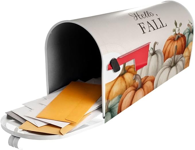 Festive Magnetic Mailbox Cover Pumpkin Fall Thanksgiving Outdoor Mailbox Protector Holiday Seasonal Decorative Garden Yard Home Large Size 25.5 x 21 Inch