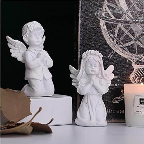 Asng Cherubs Angels Resin Garden Statue Figurine, Adorable Angel Sculpture Memorial Statue, Indoor Outdoor Home Garden Decoration (Praying Cherub-Girl)