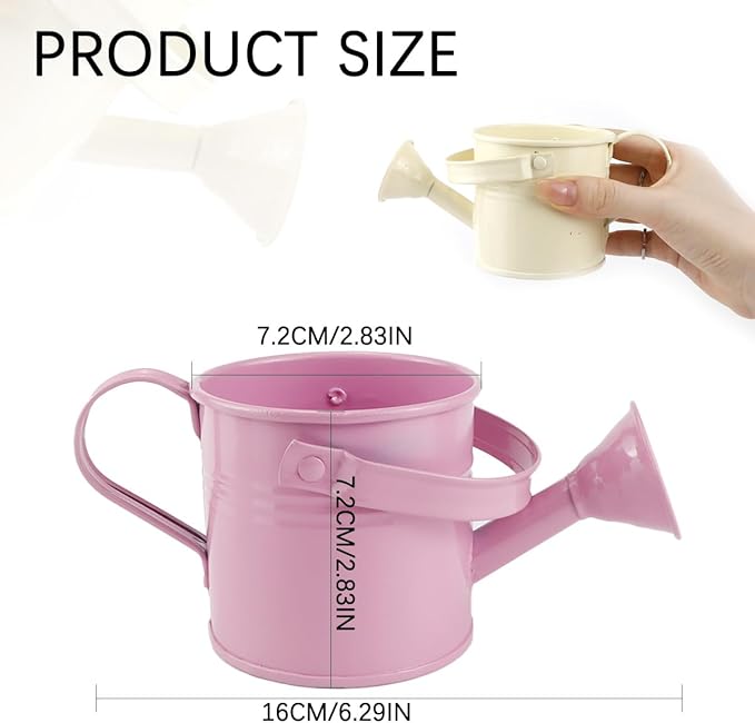 2Pcs Mini Watering Can Sprinkler Bucket for Kids Metal Gardening Water Pot for Outdoor and Indoor House Plants, /Beige/Cute Watering Can