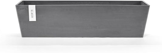 Ecopots Bruges Durable Modern Rectangular Indoor/Outdoor Recycled-Based Composite Flower Pot Planter, Grey, 31.5"