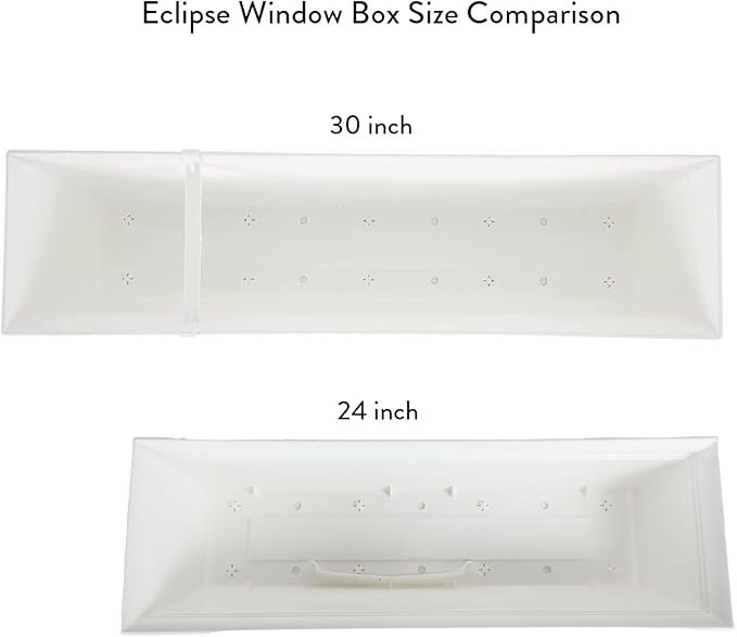The HC Companies 24 Inch Eclipse Window Planter Box with Drainage Holes & Attached Saucer, Lightweight UV-Resistant Plastic Outdoor Planters, 2-Pack Flower Box for Garden & Home Decor, White