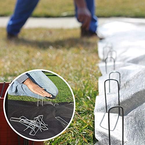 Petgrow 6 Inch Garden Stakes Galvanized Landscape Staples,U-Type Turf Staples for Artificial Grass, Rust Proof Sod Pins Stakes for Securing Fences Weed Barrier, Outdoor Wires Cords Tents Tarps
