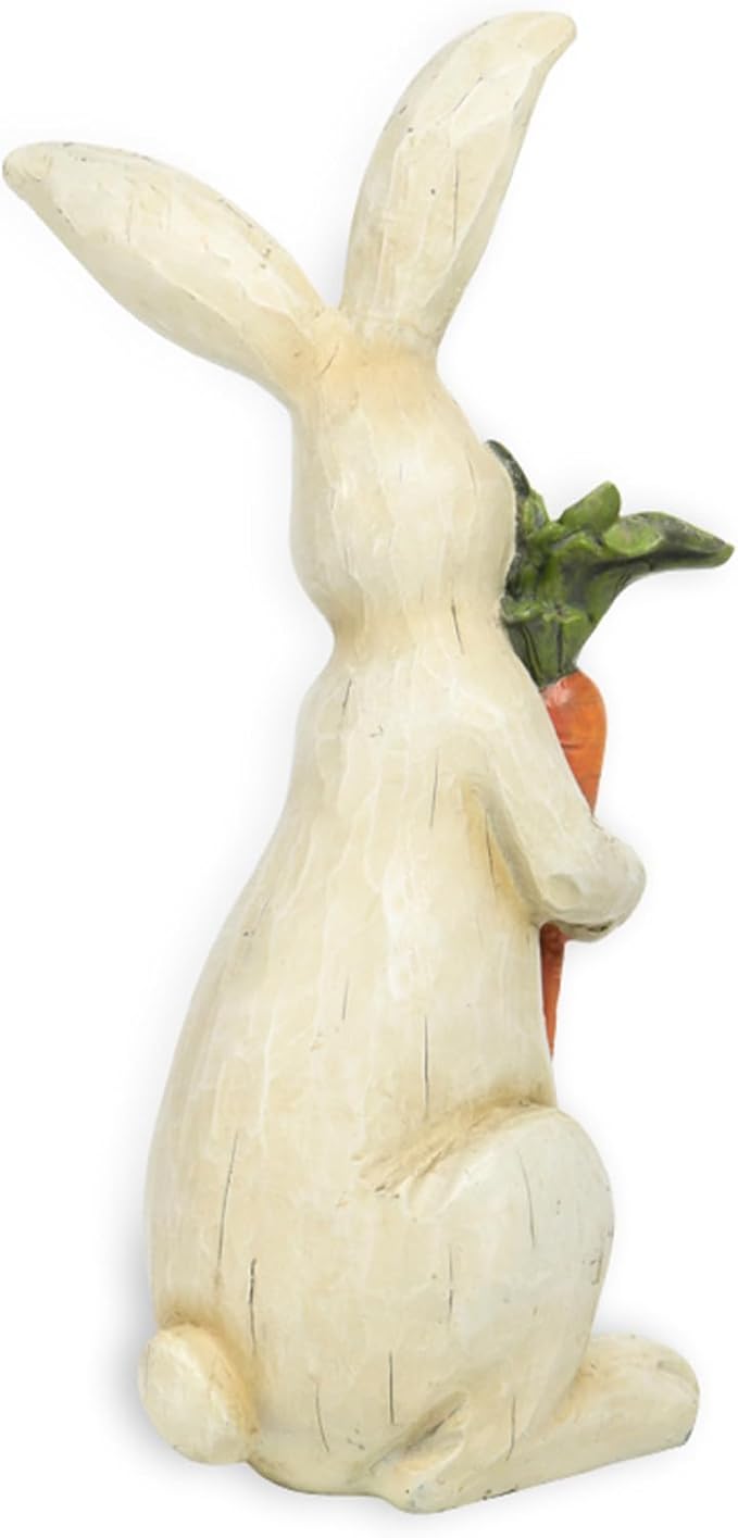 Newman House Studio Standing Rabbit Figurines Home Decoration - Indoor Bunny Statues with Carrots Office Room Decor for Women Table Decor 5.8 L x 5.1 W x 11.7H Inch