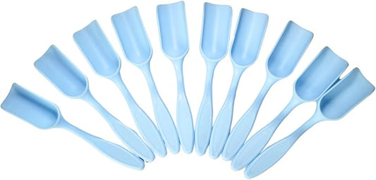 10Pcs NINGDAN Mini Shovel,Plastic Mini Gardening Shovel Spoons Soil Scoops,Cultivation Digging Transplanting Tools for Succulents Potted Flowers,Milk Powder/Coffee Beans Scoops (All Light Blue)