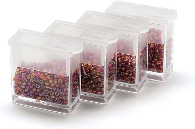 FASHEWELRY 20Pcs 1x1” Plastic Flip Top Seed Bead Small Storage Containers Diamond Painting Box Rectangle Transparent Box Organizers for 5D Embroidery Diamond drill, Nail art & Glitter