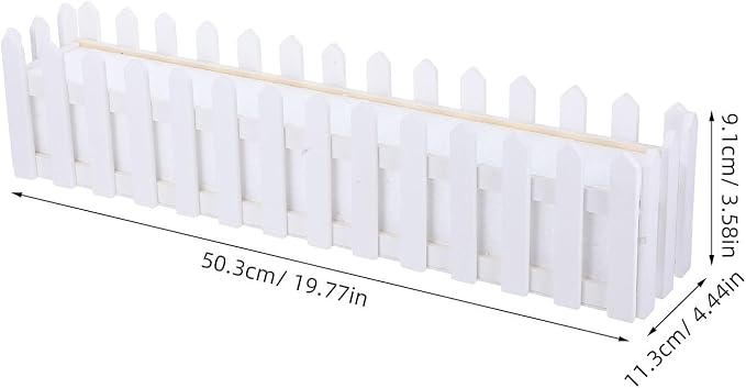 DOITOOL Wooden Picket Fence Planter Box with Foam Inserts, Wood Window Box DIY Plant Basket Container Decorative Garden Planter for Artificial Flower Plants Garden Decor, White - 19.7 x 4.4 x 3.6 in