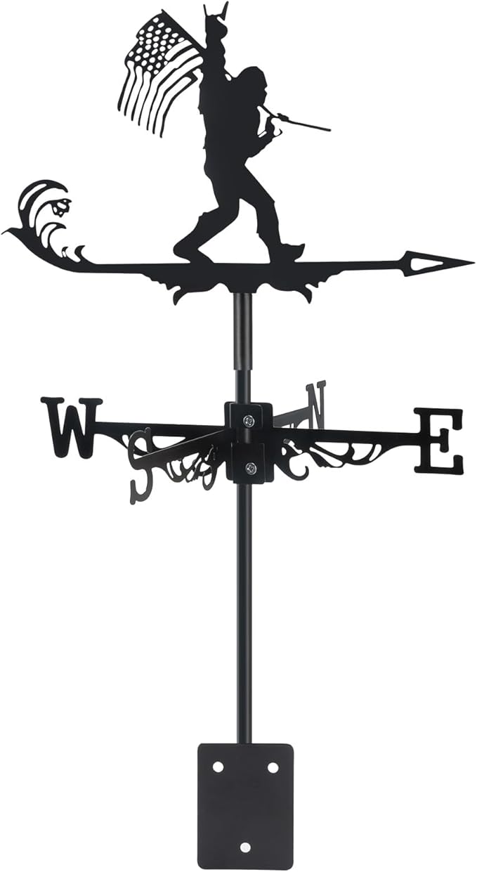 Metal Bigfoot Weathervanes, Black Metal Wind Direction Garden Decoration for Garden Farmhouse Chicken Coop Shed Outdoor Wind Measuring Tool Wind Direction Indicator