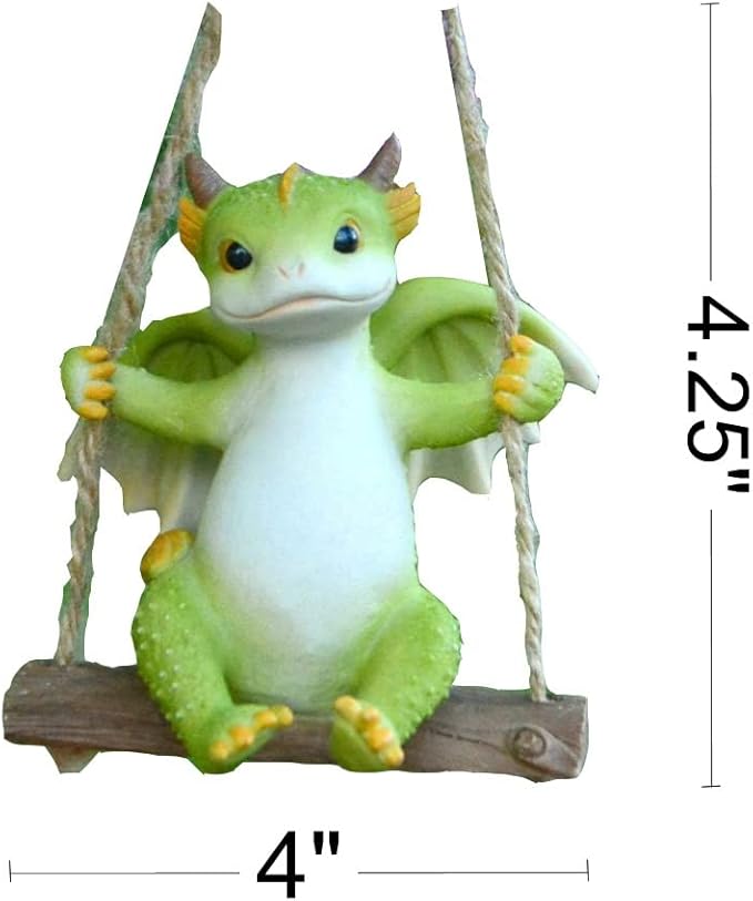 Miniature Fairy Garden Dragon Statues- Swing Dragon