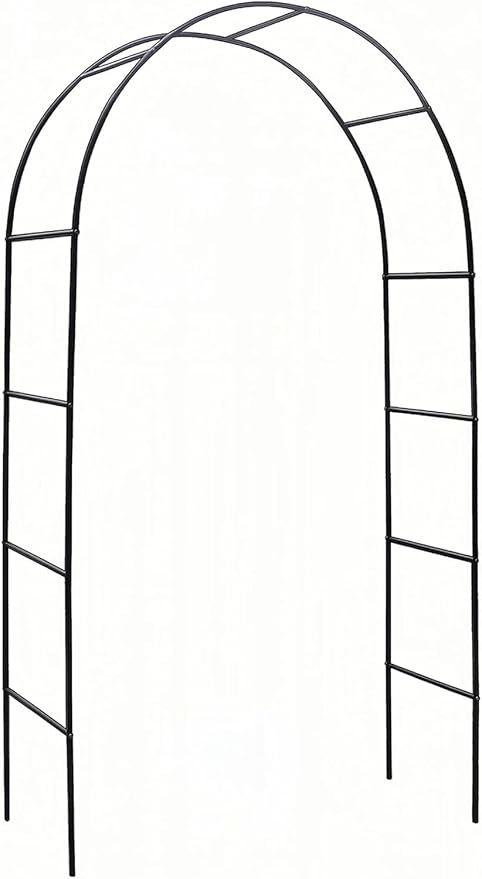 Garden Arch, Outdoor Flower Garden Arch Trellis, Sturdy Steel Arbor for Climbing Plants, Wedding Decoration, 94" H x 55" W, Black