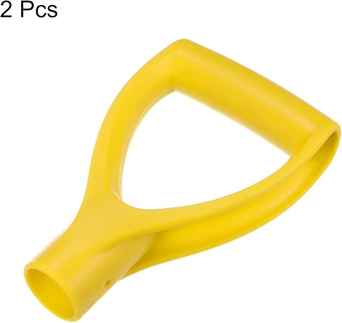 HARFINGTON 2pcs Shovel D Grip Handle 1-1/4""(32mm) Inner Dia. ABS Plastic Spade Snow Shovel Replacement Garden Accessories for Digging Raking Tool, Yellow